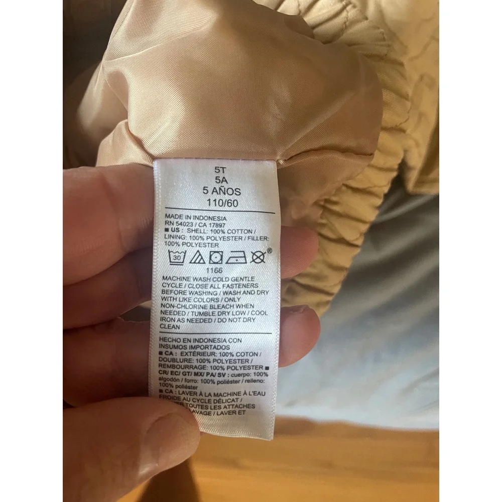 Old Navy Toddler Quilted Hooded Jacket Graham candy color‎ NEW 5T